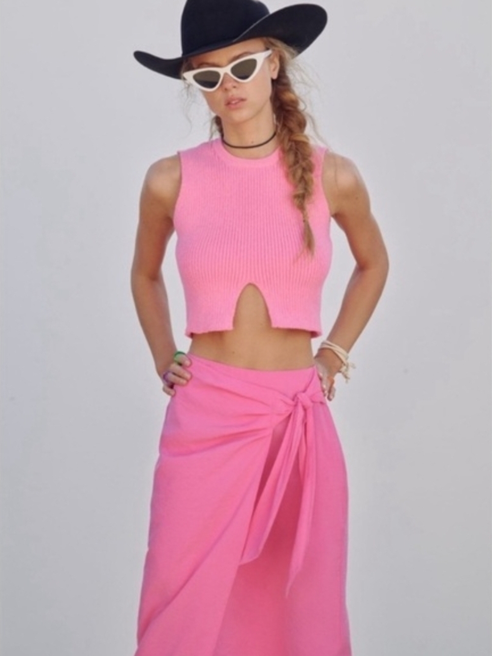 Zara Women’s Pink Wrap Midi Skirt Summer Vacation L